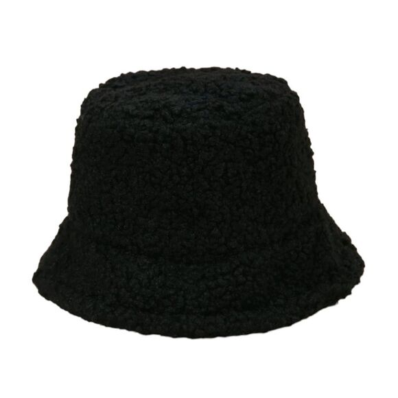 Black Fuzzy Bucket Hat - Picture 1 of 3